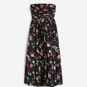 Strapless Floral Print Dress